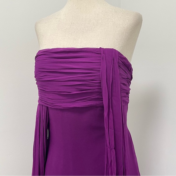 Marchesa Notte Silk Evening Gown, Purple, 6 - Picture 4 of 15